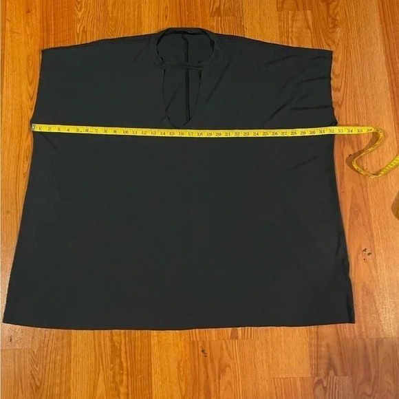 Audrey 3+1 Top T-Shirt Choker Collar Short Sleeve Boxy Tunic Sexy Black Gray OS - Picture 10 of 12